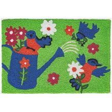  Bluebirds & Watering Can Machine Washable Rug