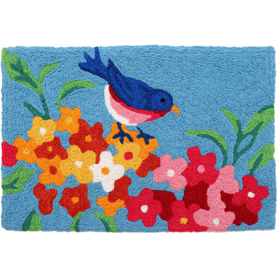 Blue Bird & Flowers Kitchen or Entrance Rug