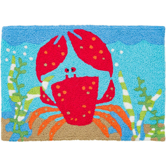 Happy Red Crab Machine Washable Rug