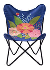 Blue & Embroidery Flowers Butterfly Accent Chair