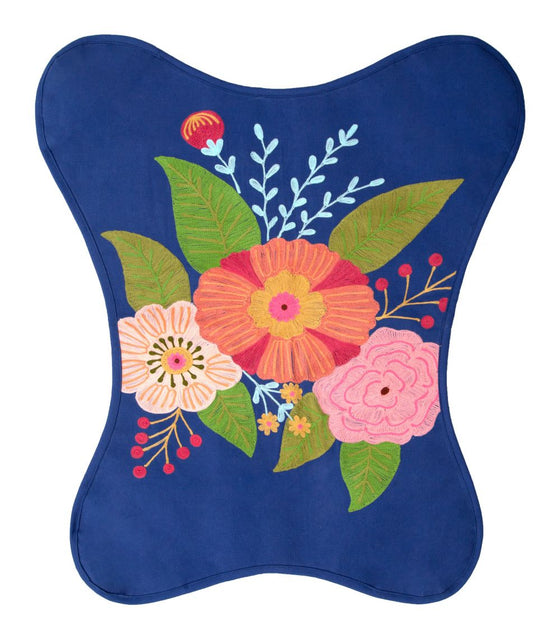 Blue & Embroidery Flowers Butterfly Accent Chair