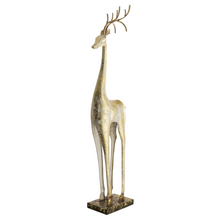  Gold and White Iron Standing Deer Statue 39.75" Tall