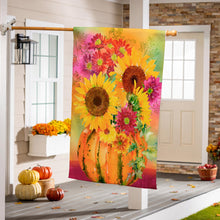  Pumpkin Floral Watercolor Burlap House Flag