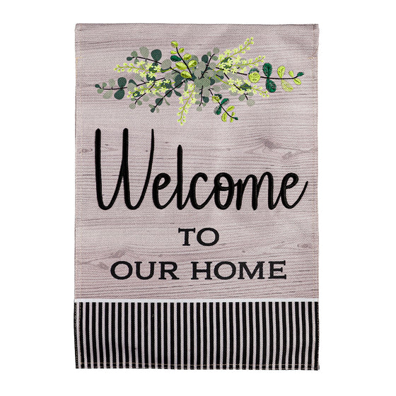 Welcome Burlap Garden Flag