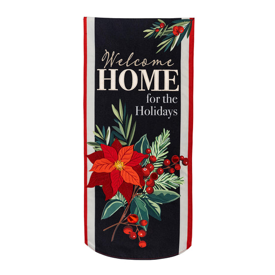 Christmas Welcome Poinsettia Garden Long Flag