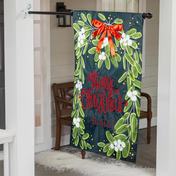 Merry Christmas Mistletoe House Flag