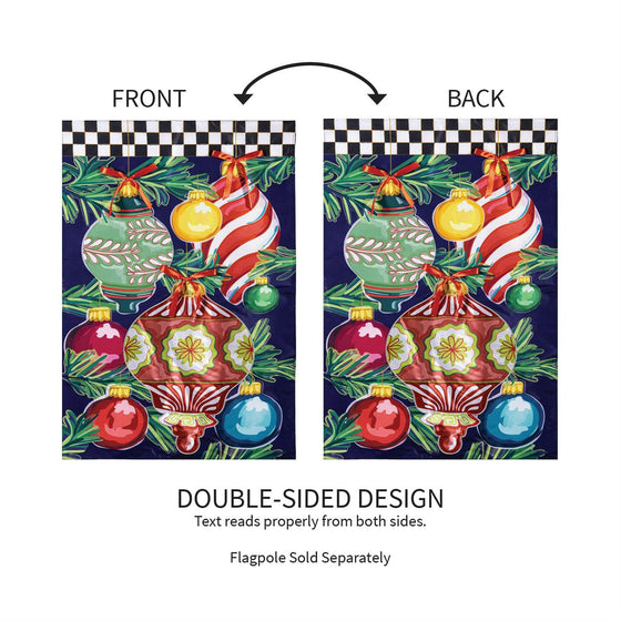 Happy Holidays Ornaments Applique Large House Flag