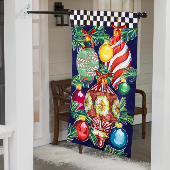 Happy Holidays Ornaments Applique Large House Flag