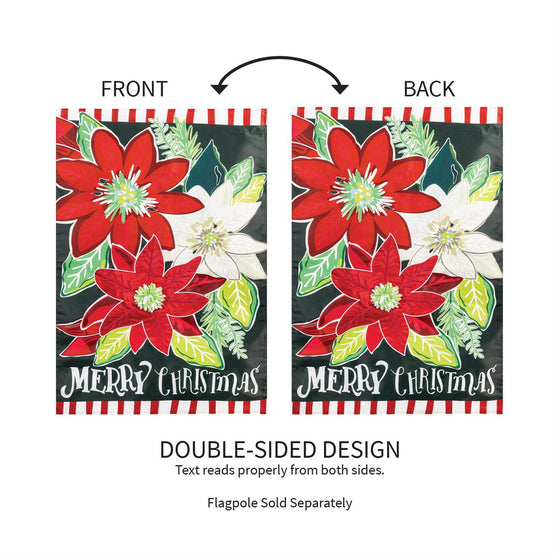 Holiday Poinsettia Applique Large House Flag