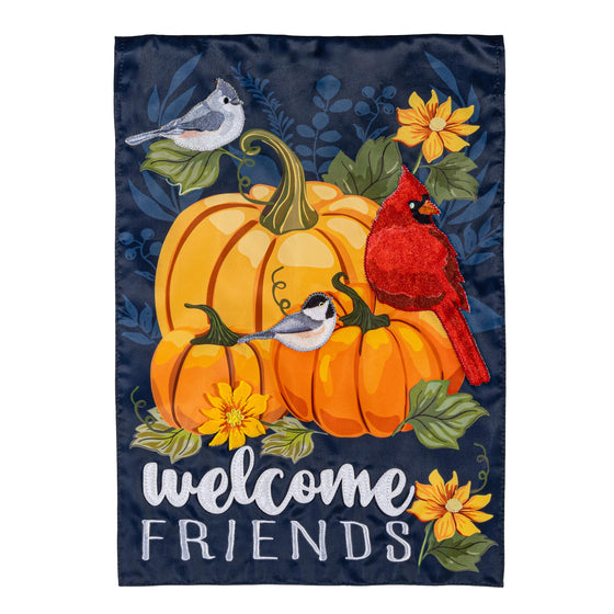 Welcome Friends of Fall Applique Garden Flag