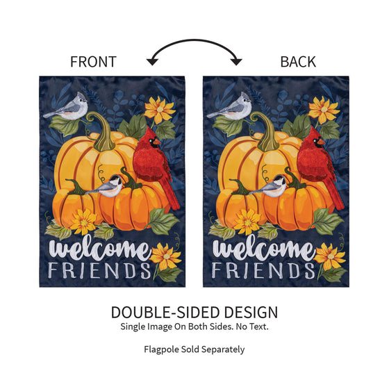 Welcome Friends of Fall Applique Garden Flag