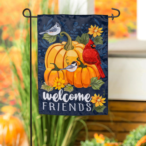 Welcome Friends of Fall Applique Garden Flag