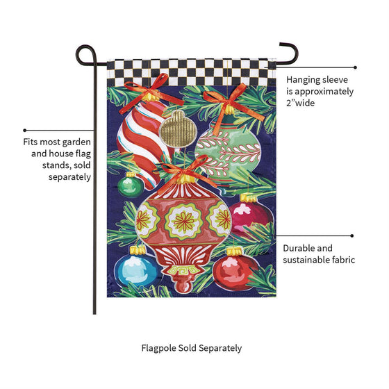 Happy Holidays Ornaments Applique Garden Flag
