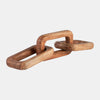 Triple Link Chain Brown Acacia wood, 17" Long