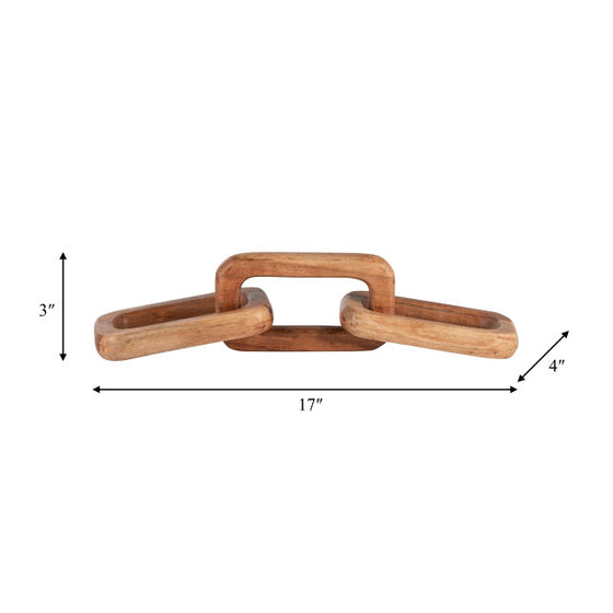Triple Link Chain Brown Acacia wood, 17" Long