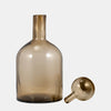 Taupe Glass Bottle With Stopper, 17" Tall