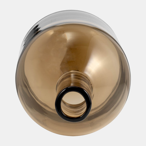 Taupe Glass Bottle With Stopper, 17" Tall