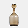 Taupe Glass Bottle With Stopper, 17" Tall