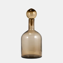  Taupe Glass Bottle With Stopper, 17" Tall