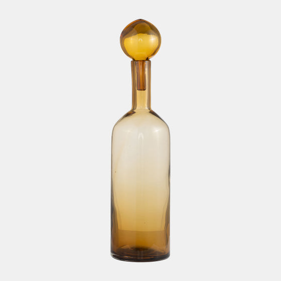Amber Glass Bottle With Stopper, 20" Tall