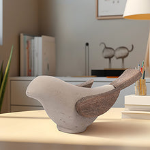  Cement & Wood Bird, 9" Width
