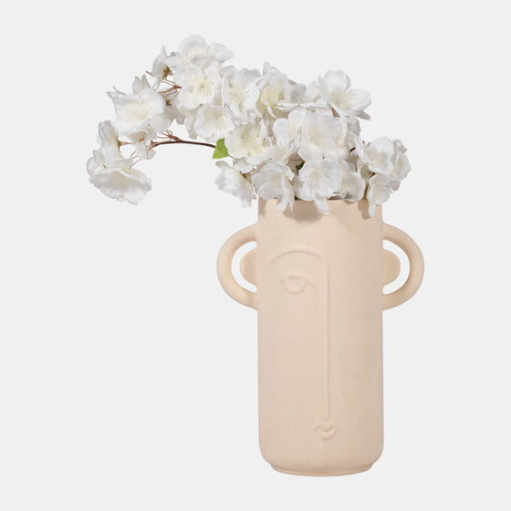Ivory Face Vase, 10" Tall