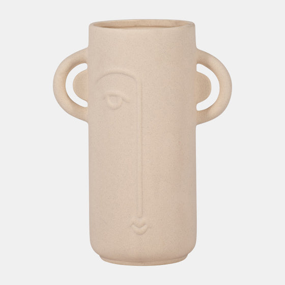 Ivory Face Vase, 10" Tall