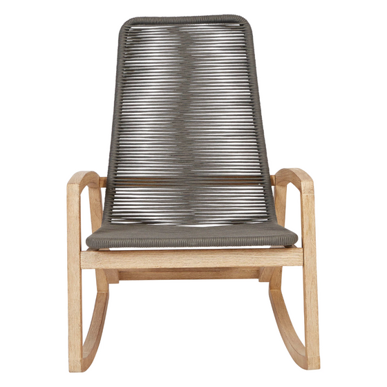 Teak Wood and Rope Rocking Chair, Indoor/Outdoor