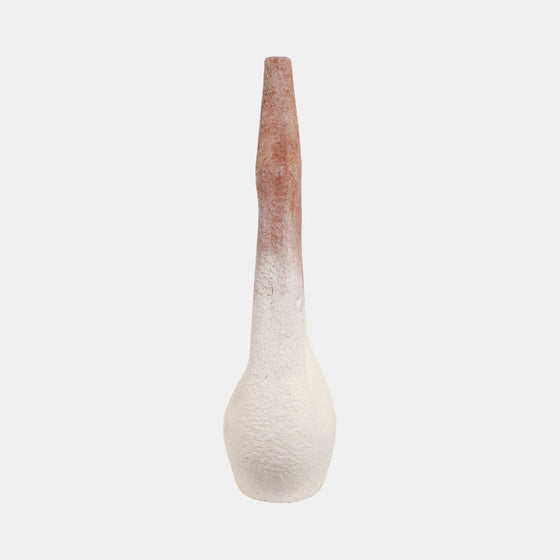 White & Terracotta floor or Table Vase, 36" Tall