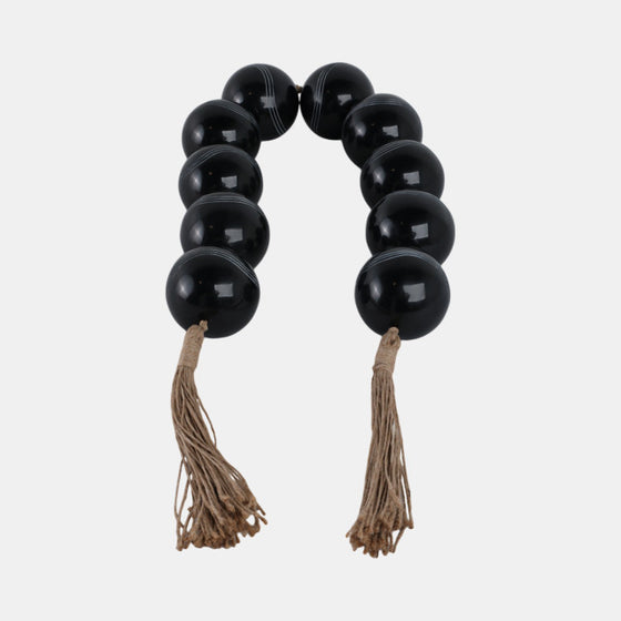 Carved Black Bead Garland, 49" x 3"