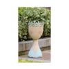 Metal Face Planter with Flower, Blue Solid Top (Set of 2)