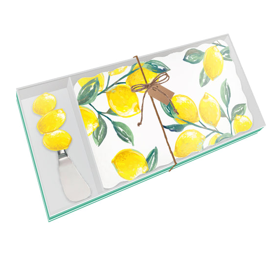 Lemon Melamine Rectangular Platter with Spreader Set