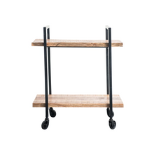  Metal and Wood 2-Tier Cart on Casters