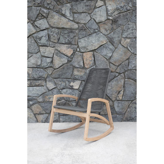 Teak Wood and Rope Rocking Chair, Indoor/Outdoor