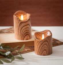  LED Table Décor, Round Cement Candle, Battery Set of 2