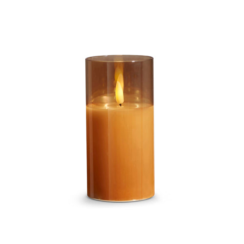 Gold Glass Ivory Pillar Candle 3" x 6"
