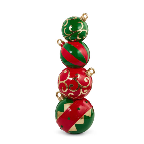 Red & Green Stacked Ornaments, 38" High