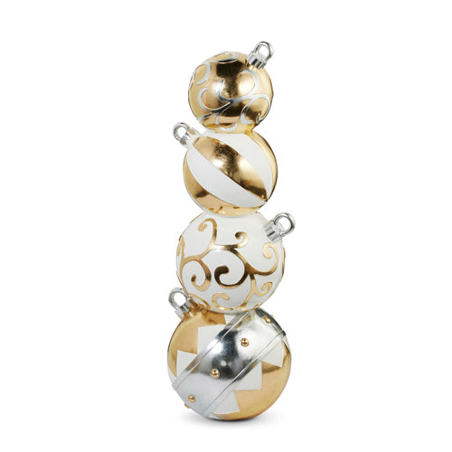 White, Gold & Silver Stacked Ornaments, 38" High