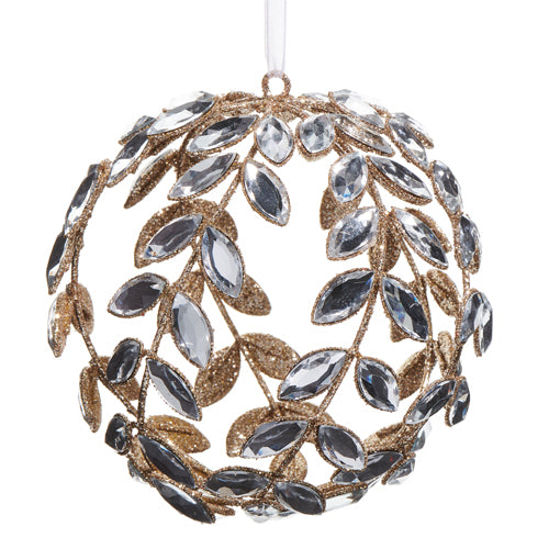 Clear Jeweled Ornament, 4.5" Round