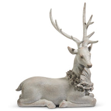  Iced Laying Deer & Holly Wreath, 29" Tall