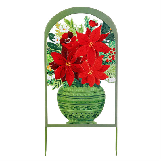 Poinsettias & Trees Christmas Stakes, Set 2, 22.5" Image