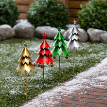  Set 4 Christmas Tree Garden Stake