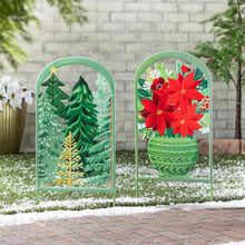  Poinsettias & Trees Christmas Stakes, Set 2, 22.5" Image