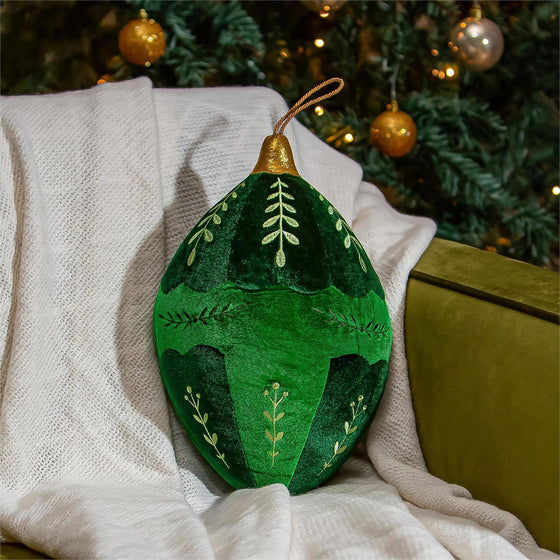 Green Ornament Shape Pillow, 13"