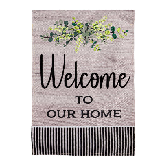 Welcome Burlap House Flag