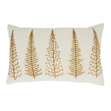  Beaded Christmas Trees Lumbar White Pillow, 14" x 22"