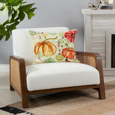 Pumpkin Embroidery Pillow, 18"