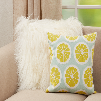 Embroidered Lime Pillow, 18"