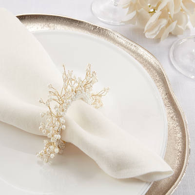 Pearl Crown Napkin Ring, Set 4