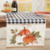 Plaid Embroidered Pumpkins Runner, 70"